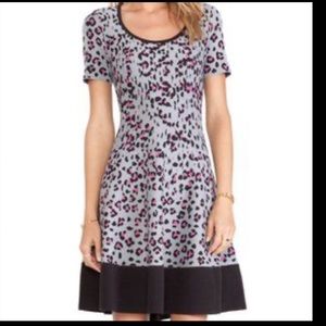 Kate Spade Gray Pink Cyber Cheetah Sweater Dress| Sz M